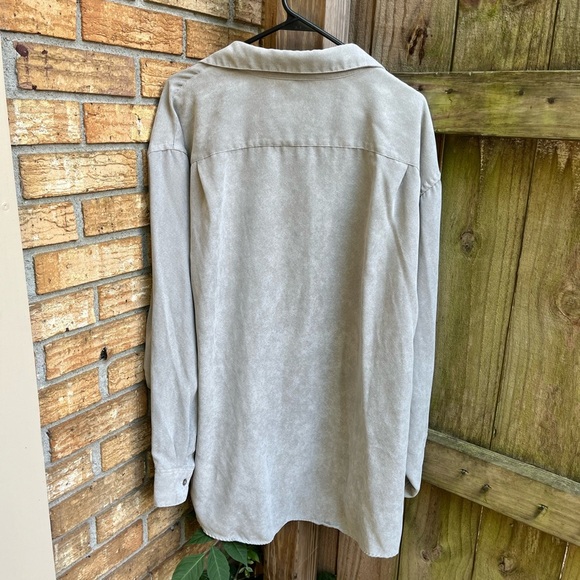 Van Heusen Soft Suede Shirt in Light Gray - Picture 3 of 3